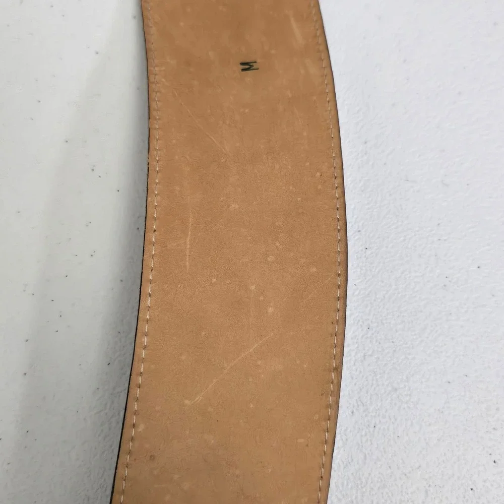Streets Ahead Women's Brown Croc Embossed Leather Belt Gold Scroll Buckle Medium